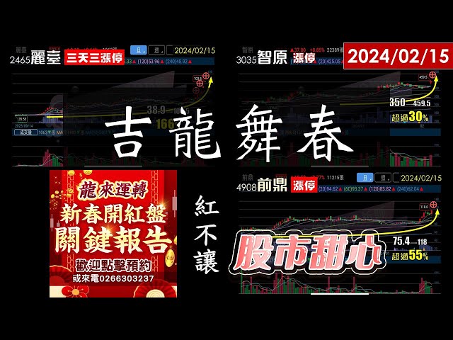 02/15【甜心盤後影音】吉龍舞春，關鍵報告紅不讓！！