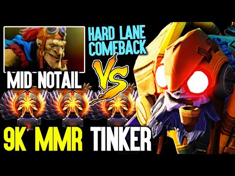 Notail Mid BatRider vs 9k MMR Tinker - Hard Lane Comeback iLTW Top Immortal Gameplay Dota 2