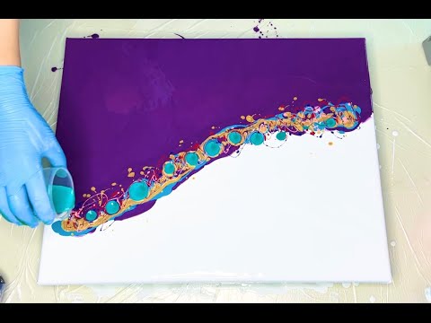 Stunning Dutch Pour - Turquoise Blue, Purple and Gold in Water Only Recipe