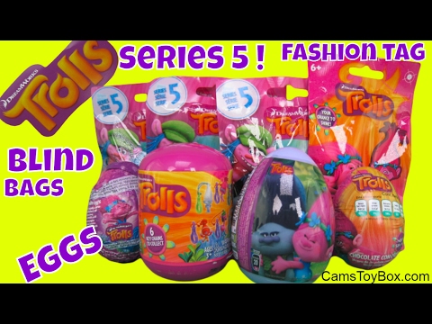 Dreamworks Trolls Toys Surprise Series 5 Blind Bags Chocolate Eggs Capsule Light Up Fashion Tags Video