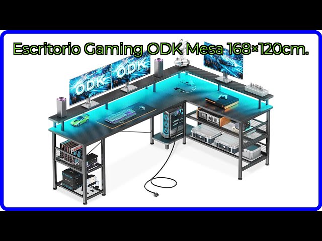 Vídeo relacionado con ODK Escritorio Gaming Angle, Mesa Ordenador con Soporte para Monitor, Mesa en L para Trabajo en Casa y Juego (Fibra de Carbono Negra)