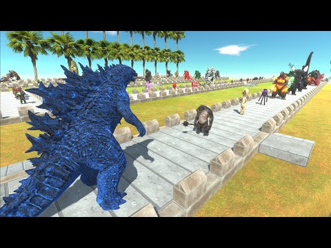 GODZILLA BLUE VS GHIDORAH & ALL GODZILLA DEATH RUN - Animal Revolt Battle Simulator