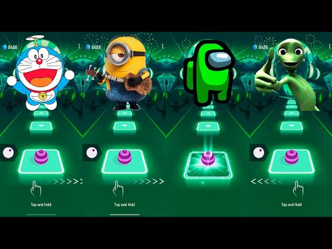 Doraemon vs Minion vs AMONG US vs Green Alien | Tiles Hop EDM Rush
