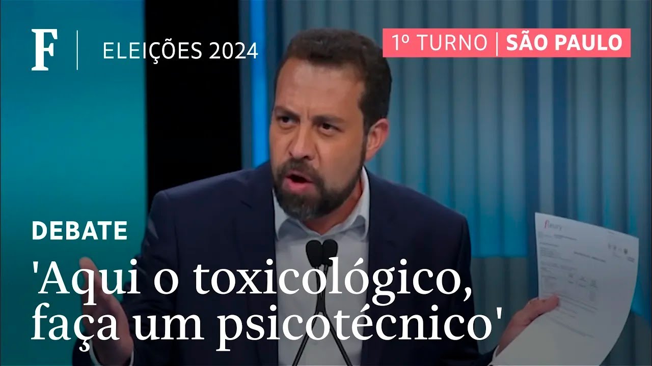 Boulos exibe exame toxicológico e quebra regra em debate para rebater factoide criado por Marçal