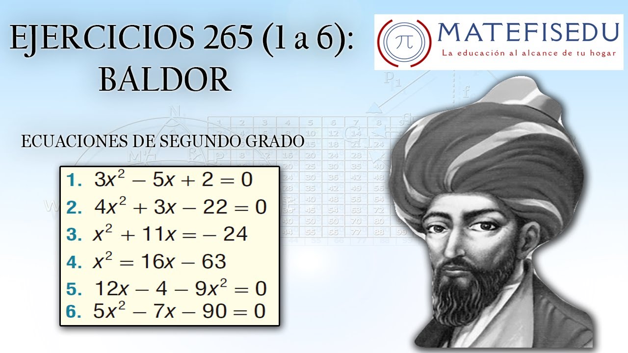 Baldor ejercicio 265 (ECUACIONES DE SEGUNDO GRADO-PRIMERA PARTE)