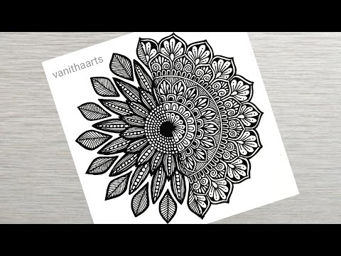 How to draw a Mandala Art for Beginners Step by Step Tutorial Easy Mandala Drawing vanithaarts