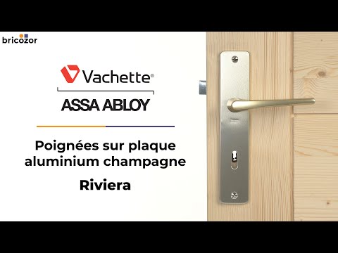 Poignées de porte sur grandes plaques - aluminium champagne - Riviera VACHETTE