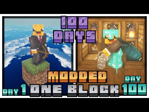 I Survived 100 Days in Modded One Block Minecraft... Here's What Happened
