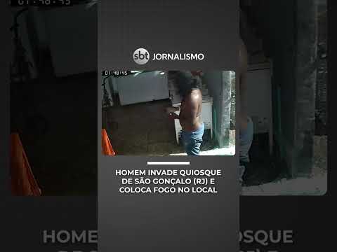 RJ: homem invade quiosque, espalha gasolina e destrói estabelecimento em incêndio | #SBTNotícias