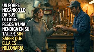 UN POBRE MECÁNICO LE DA SUS ÚLTIMOS PESOS A UNA MENDIGA EN SU TALLER, SIN SABER QUE ELLA ES...