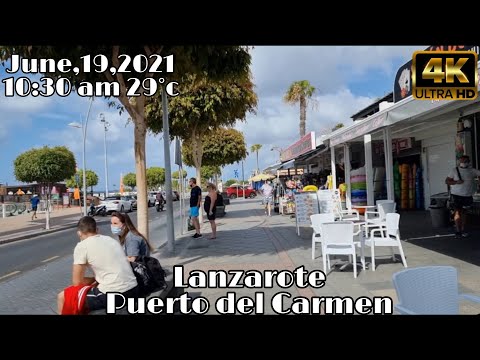 Vlog 219 | Morning WalkTour, Puerto del Carmen Main Strip ( June,19,2021 ) 4k
