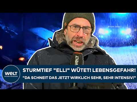 Video Thumbnail: DEUTSCHLAND: Sturmtief "Elli"! Lebensgefahr! "Da schneit das jetzt wirklich sehr, sehr intensiv!"