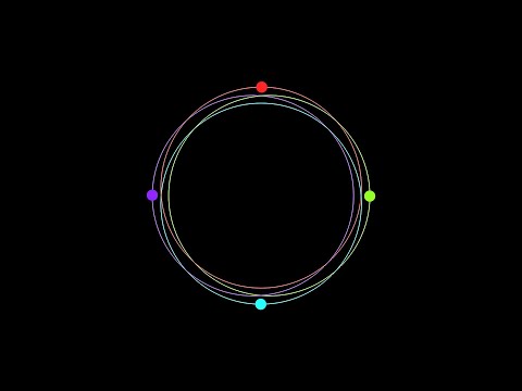 N-Body Problem Simulation with 4 Free Masses | Gravity | Physics Simulations