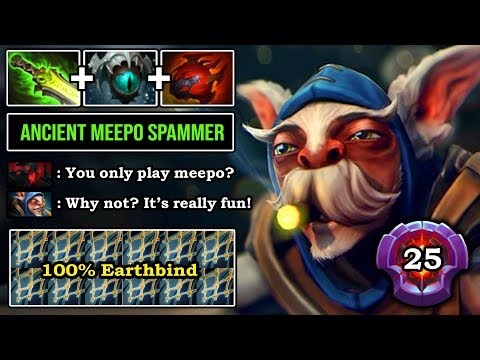 Amazing Micro God 100% Earthbind 12 Minutes E-Blade WORLD Ancient Meepo Spammer No Fun Allowed DotA2