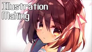 イラストメイキング 涼宮ハルヒ ラフ彩色【Illustration Making】