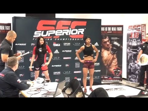 Iony Razafiarison vs. Diana Belbiţă - Weigh-in Face-Off - (Superior FC 18) - /r/WMMA