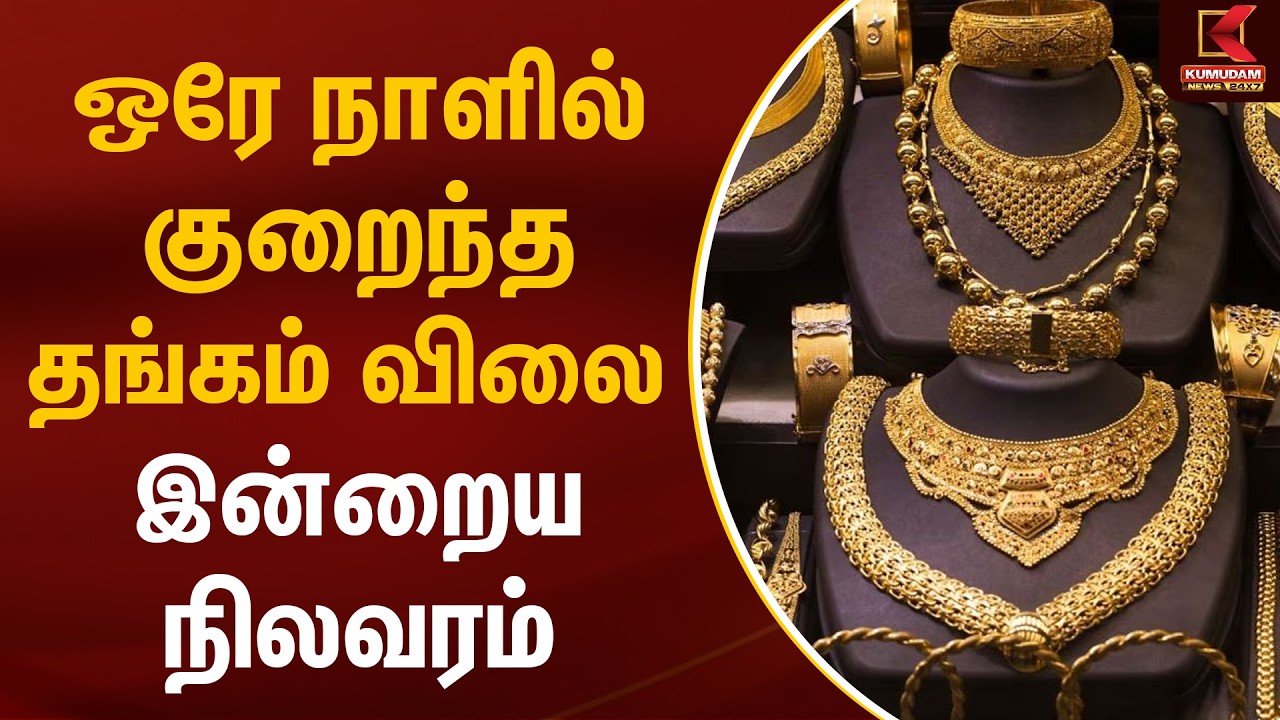 ஒரே நாளில் குறைந்த தங்கம் விலை இன்றைய நிலவரம் | Gold Rate Today | Kumudam News