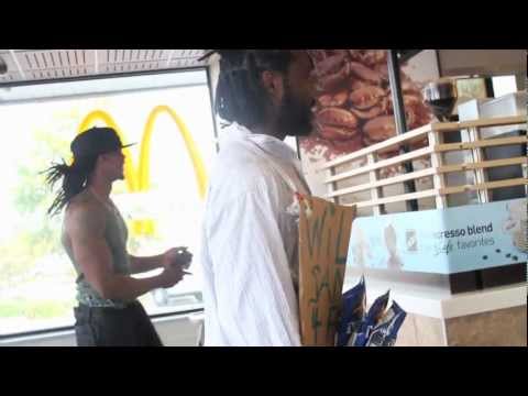 Homeless man sings for a Big Mac inside McDonalds