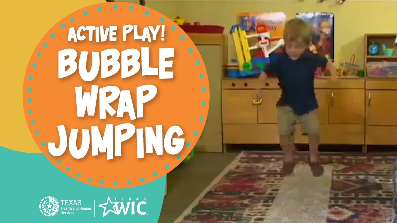 Bubble Wrap Jumping | Physical Activity Games for Kids | TexasWIC.org/kids | Healthy Texas Kids