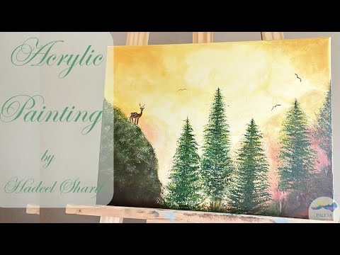 Acrylic Painting Trees & Nature 🌲🦌✨