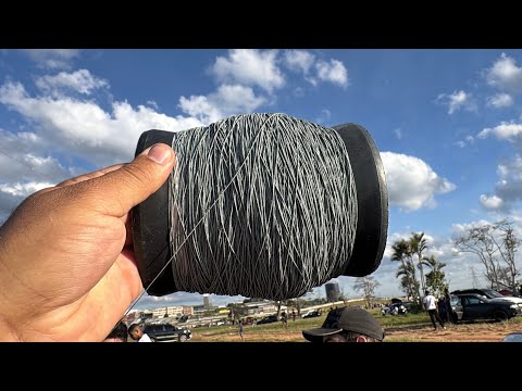 He wound 12,000 yards of Chilean fishing line from Shopee.