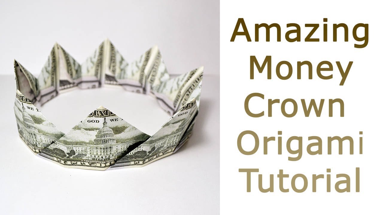 Amazing Money CROWN | EASY Origami GRADUATION Dollar Tutorial No glue and tape (NProkuda)
