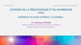 Journée de la pédagogique et du numérique 2023 : Dr. Dominique GRONDIN