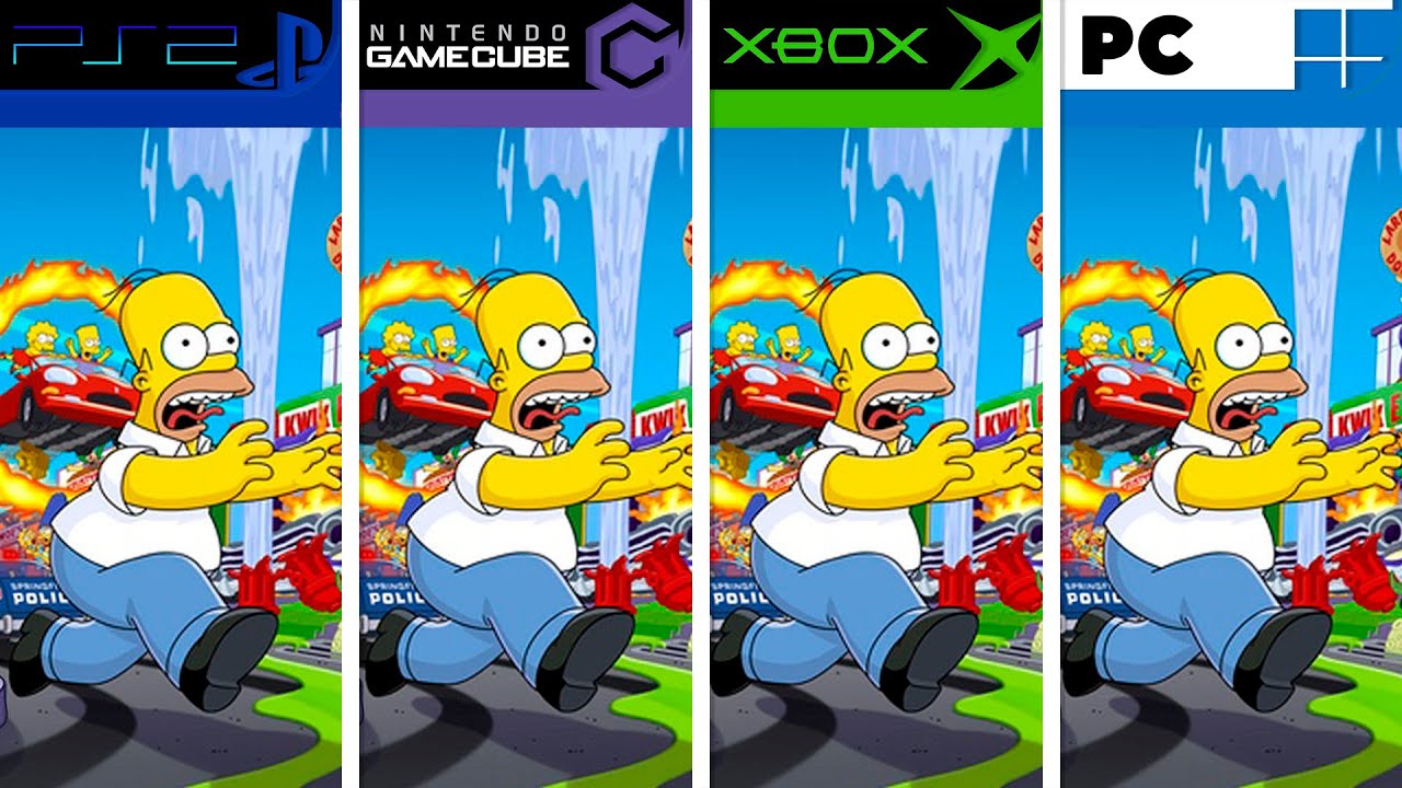 Simpsons Hit & Run | PS2 - Xbox - GameCube - PC | Retro Graphics Comparison