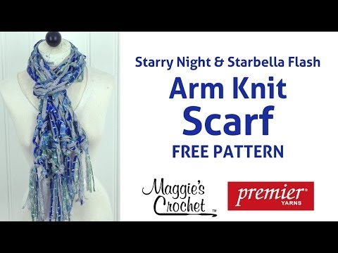 Arm Knit Starbella Flash & Starry Night Fringed Scarf - Right Handed