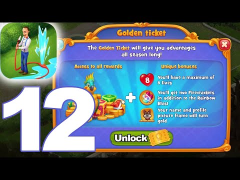 Gardenscapes - Unlock Golden Ticket - Part 12 - Gameplay Walkthrough - iOS Android