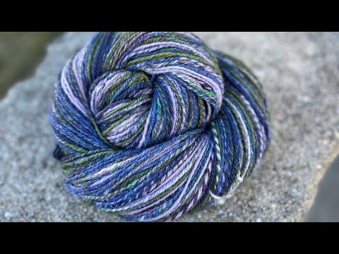 Finished Tidal Pool Art Batt Spin- Spinning From the Fold and Chain Ply