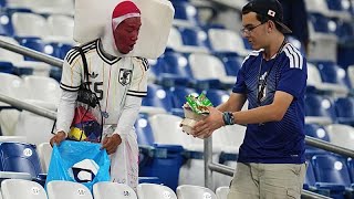 Japans Fans halten ihre Reinigungs-Tradition bei der WM am Leben