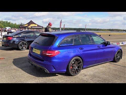 Mercedes C63s AMG vs BMW M3 vs BMW M2 - Drag Race