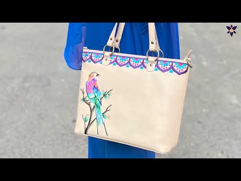 Tour the Perfect Double Handle Large Tote - Anuschka Bird Song Almond Tote.