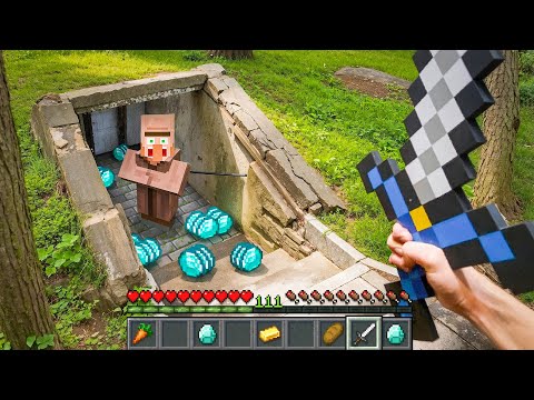 Minecraft in Real Life POV - SECRET VILLAGER BASE  in Realistic Minecraft 創世神第一人稱真人版