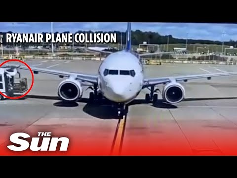 Ryanair plane CRASHES into truck at London airport