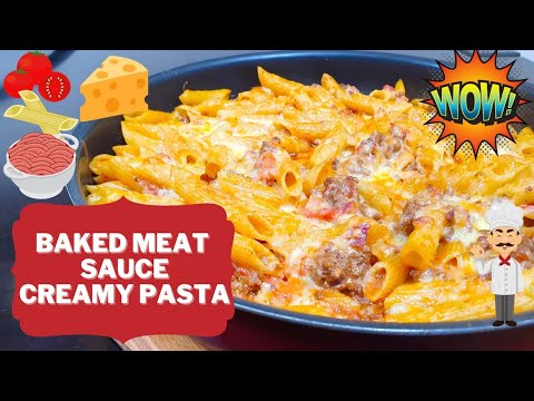 Baked Meat Sauce Creamy Cheese Pasta