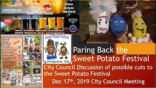 Paring Back the Sweet Potato Festival 12 17 2019 City Council Meeting