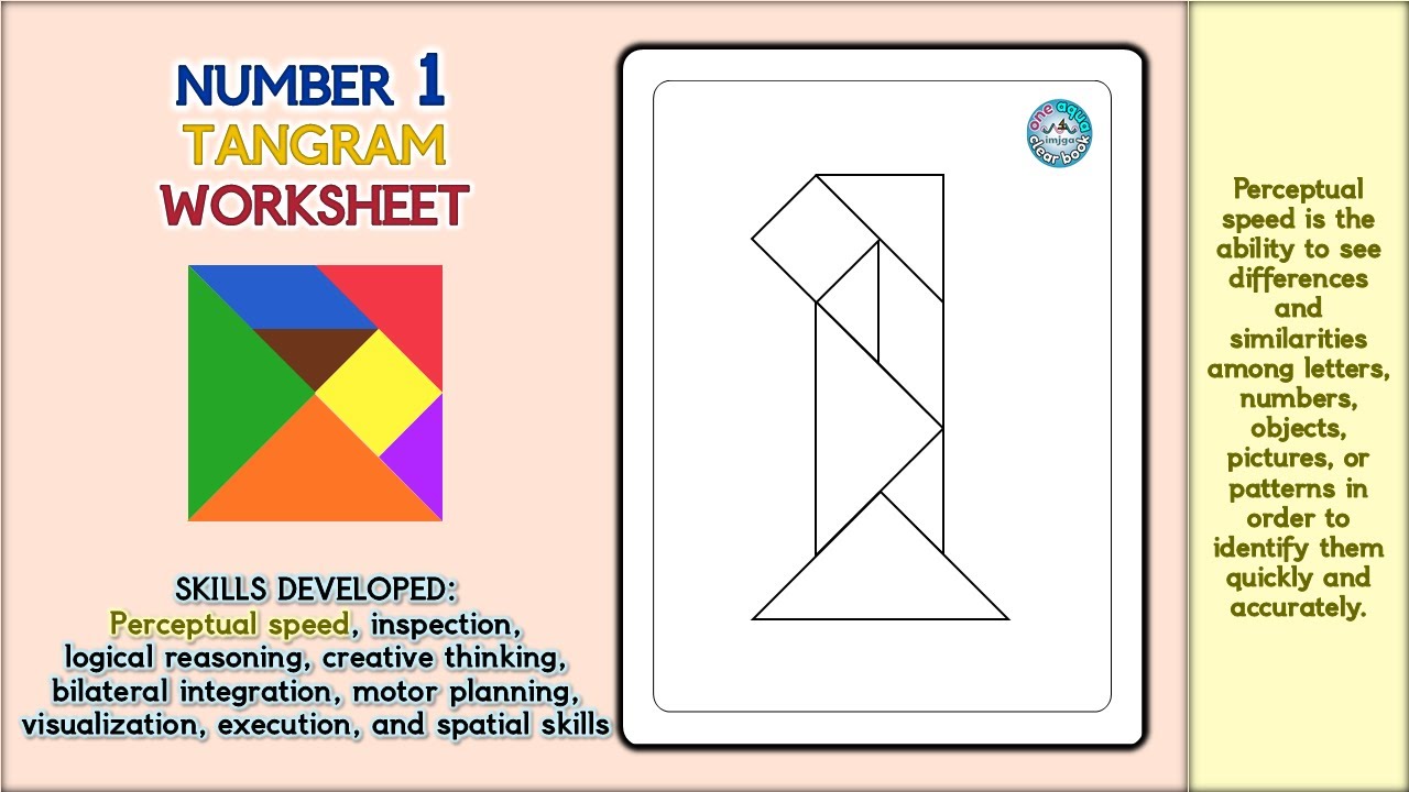 Number 1 Tangram Worksheet