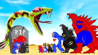 Rescue Baby SPIDER GODZILLA & KONG vs GIANT PYTHON ZOMBIE : Who Will Win?| Godzilla Cartoon