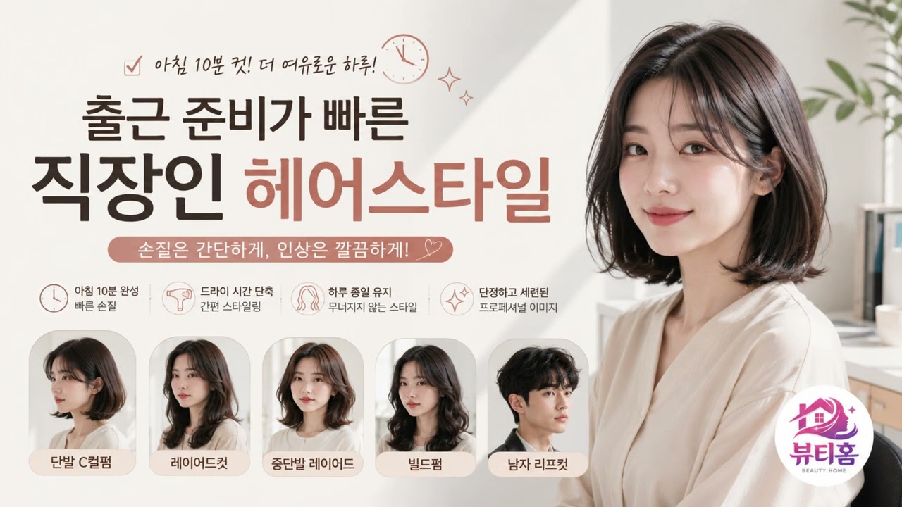출근 준비가 빠른 직장인 헤어스타일 아침 10분을 아껴주는 스타일 추천!