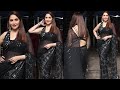 Madhuri Dixit Looking Hot Exy In Her Black Transparent Back Less Saree Snapped At Film City