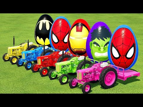 LOAD & TRANSPORT GIANT SUPERHERO EGGS WITH ZETOR MINI TRACTORS - Farming Simulator 22