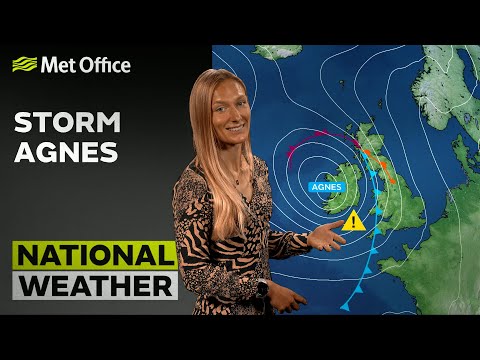 27/09/23 – Storm Agnes – Afternoon Weather Forecast UK – Met Office Weather
