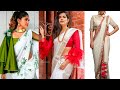 Navratri Day 3 White Color Saree Collection White Saree With Contrast Blouse Lastest New White Sari