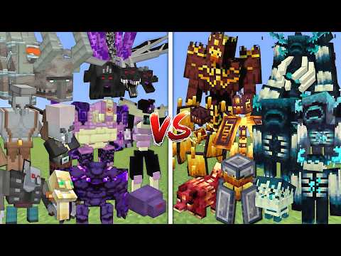 ALL MUTANT PILLAGERS & ENDERMANS VS ALL MUTANT BLAZES & WARDENS MOBS BATTLE IN MINECRAFT