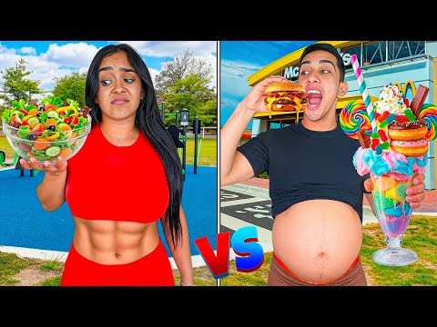 Eating the HEALTHIEST & UNHEALTHIEST Fast Food for 24 Hours!