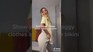 Tiktok babe shows baggy fit challenge