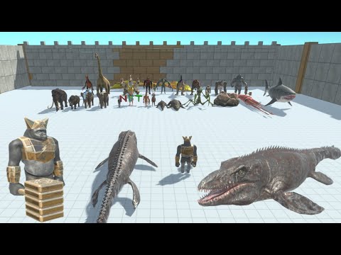 MOSASAURUS WITH GHOR HAMMER VS BOSS & MINIBOS - Animal Revolt Battle Simulator