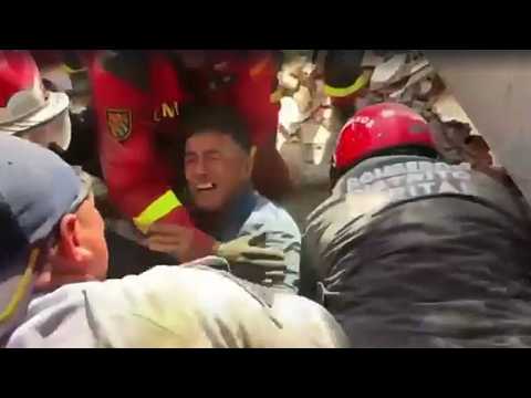 Video Thumbnail: Joy as man pulled from rubble three days after Venezuela quake